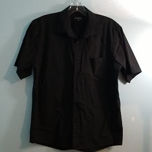 George mens black short sleeve button up dress shirt 15.5